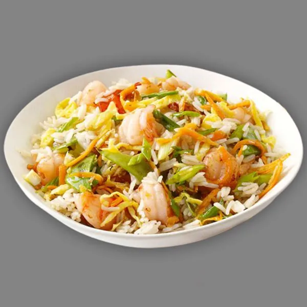 Seafood fried rice dinner served at Wilpattu safari lodge in Sri Lanka